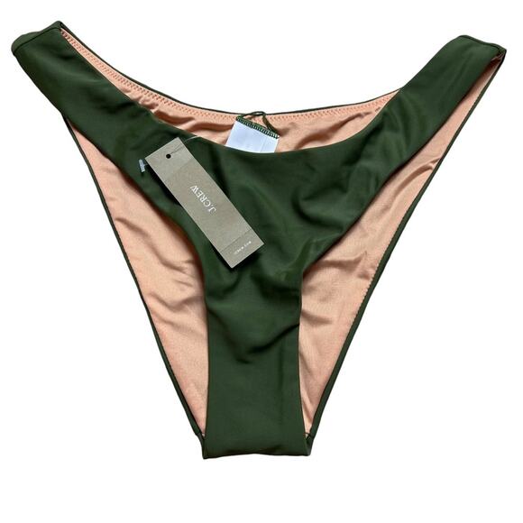 J.CREW Curved Waist Cheeky Bikini Bottom Cool Cyprus Green Stretch Size XS NEW - Picture 5 of 10